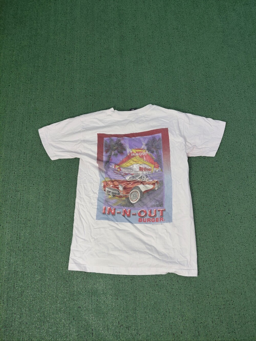 Vintage 2001 In N Out Burger Fisherman's Wharf California Y2K White T Shirt Sz S